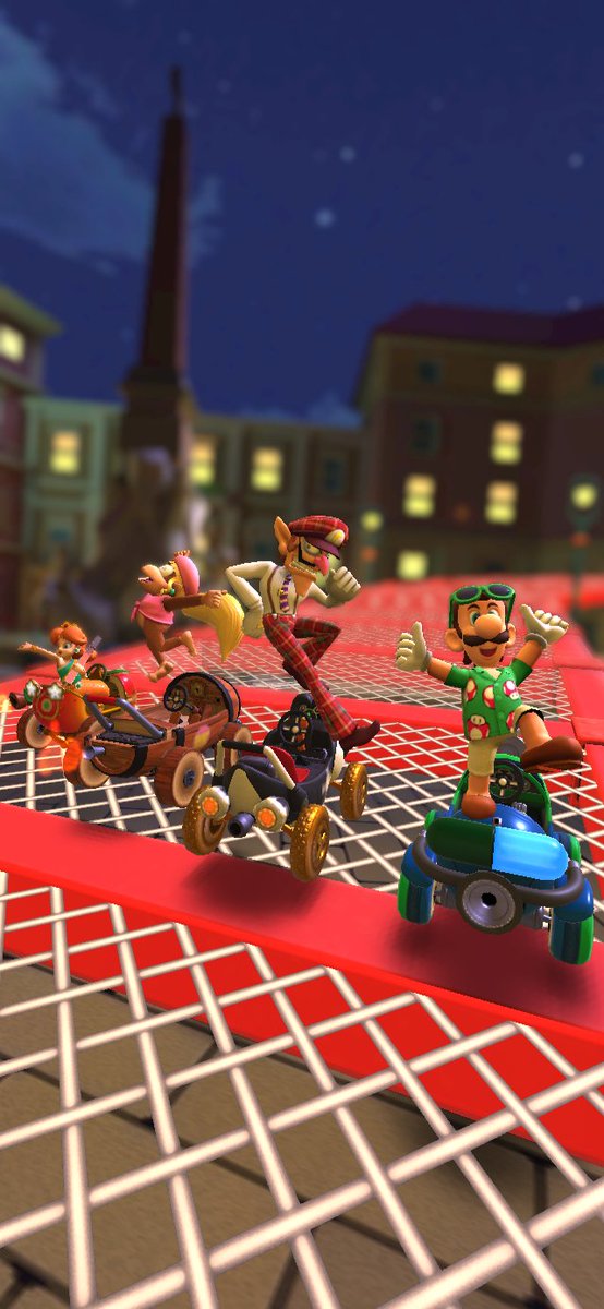 AlvinSa50495218's tweet photo. Dixie Kong, Daisy Thai Dress, Luigi Vacation, Waluigi Bus Driver, Rosalina Aurora, Baby Peach Cherub &amp; Green Toad Pit Crew on the Rome Avanti 

#MKTPerfectShot #dixiekong #princessdaisy #luigi #waluigi #princessrosalina #babypeach #toad #mariokart #mariokarttour #nintendo https://t.co/H2wVBom2ox