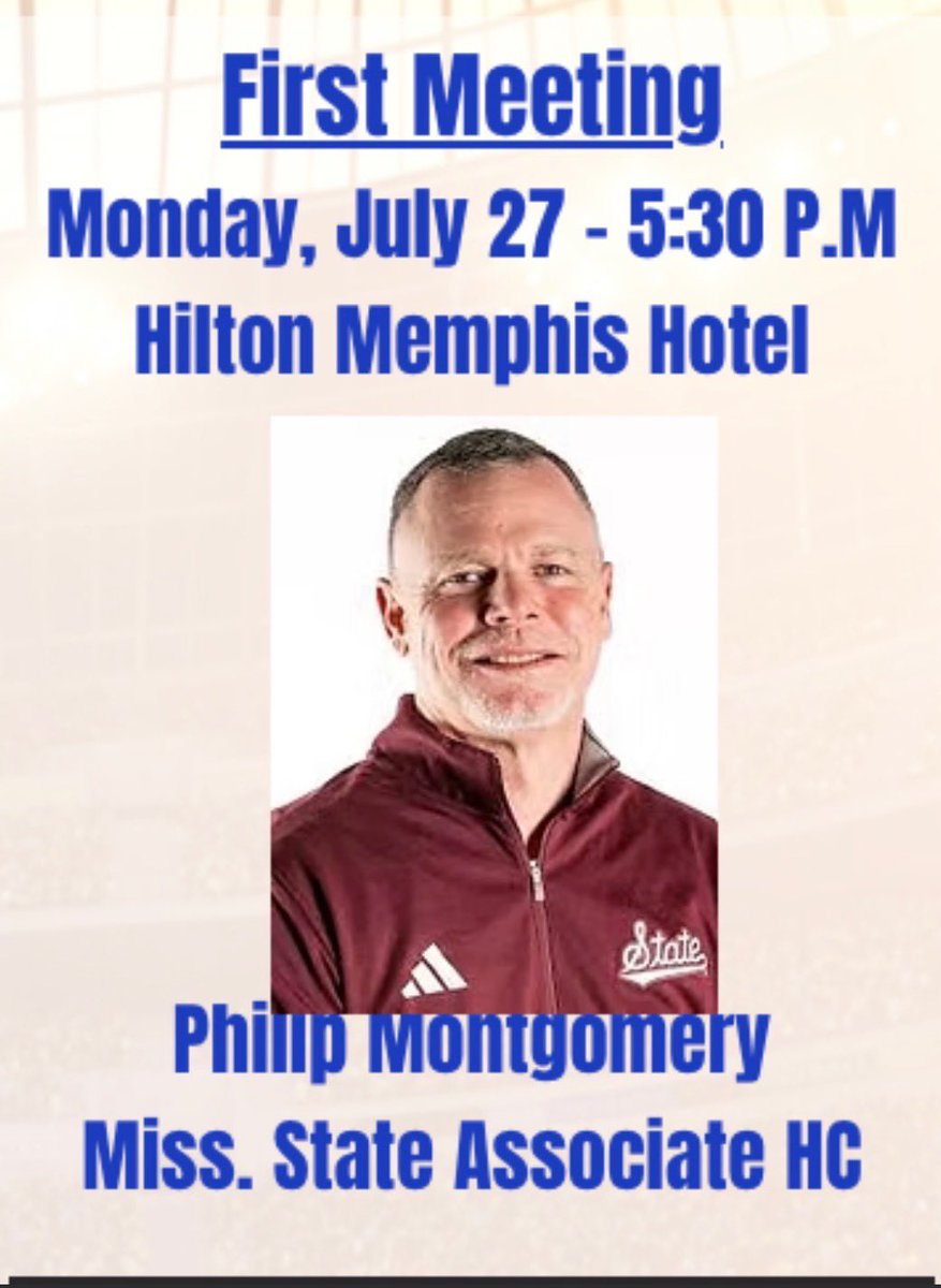 MemphisMaroon's tweet photo. Coach Phillip Montgomery will be the featured speaker for opening week of the Memphis Touchdown Club on Monday July 27. 

RSVP required by 
Tuesday, July 21st 
Call Phil Stevenson, Touchdown Club Secretary at (901) 259-5425

Visit https://t.co/t17mAoGMP6 https://t.co/c6vLh7ou4I