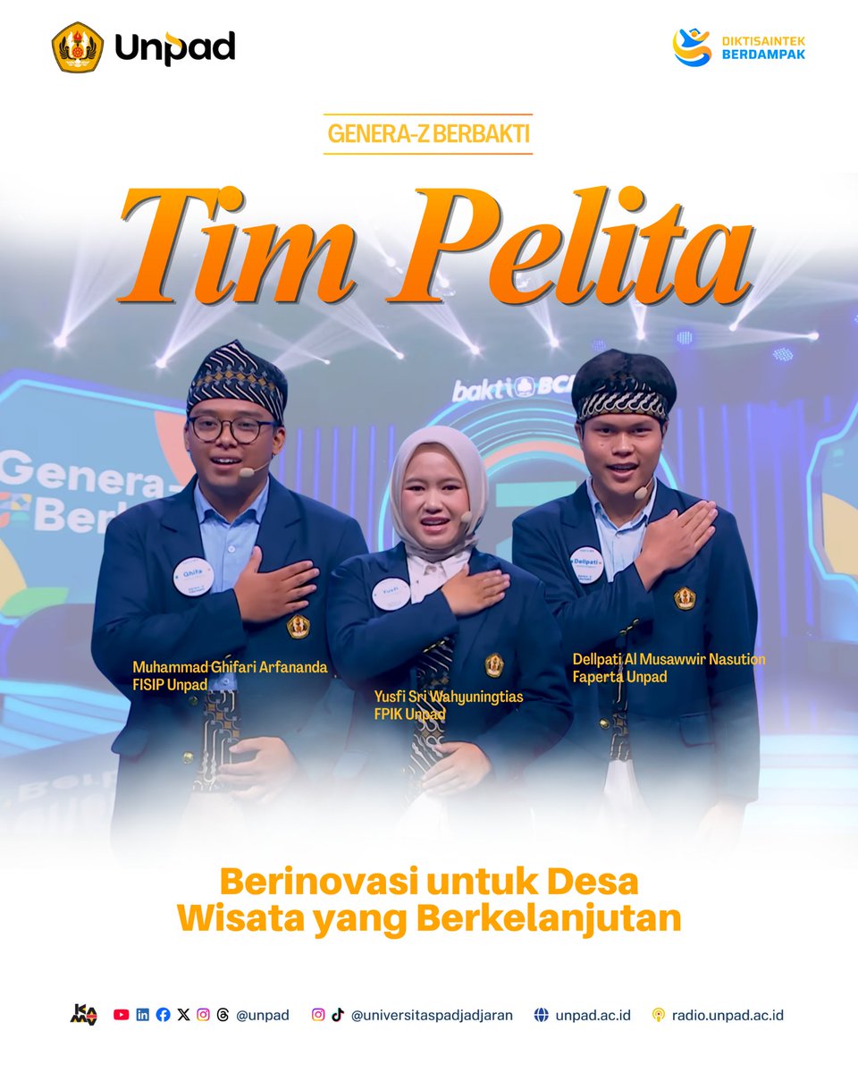 unpad's tweet photo. 🌿 Tim Pelita Unpad Hadir Membawa Solusi untuk Desa!

Melalui ajang Genera-Z Berbakti BCA, Tim Pelita dari Universitas Padjadjaran menghadirkan gagasan inovatif untuk mendorong pengembangan potensi desa secara berkelanjutan. https://t.co/jzRvBd8bfX
