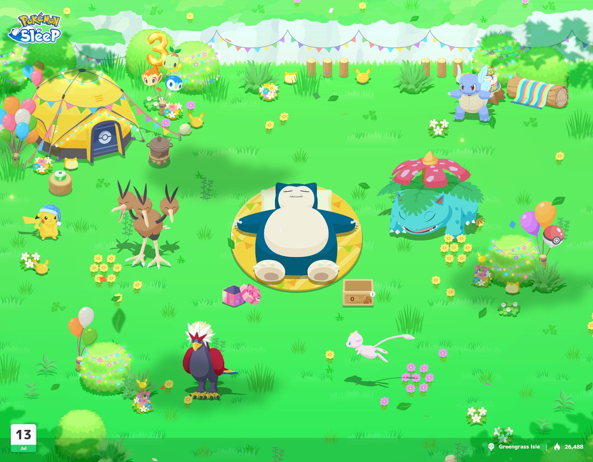 Beta_Chi_Theta's tweet photo. My team for #pokemonsleep3rd week 1 lets gooooooo! 

Loving the new deco https://t.co/8O6Bsn17qY