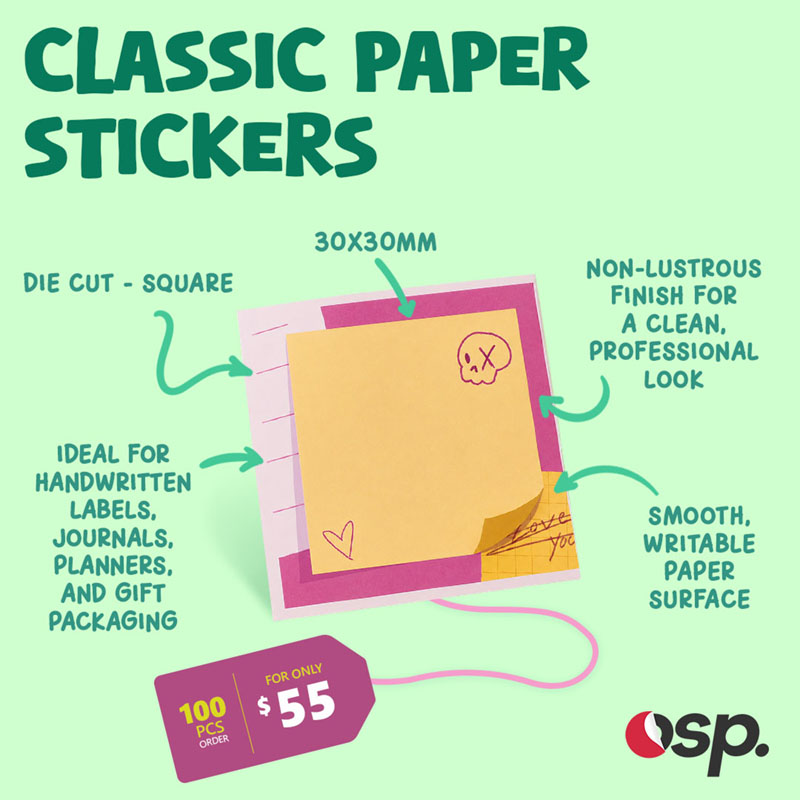 OzStickerPrint's tweet photo. Square up your branding. ๐จ
Classic paper stickers with a smooth, writable surface and a clean, non-lustrous finish. Perfect for handwritten labels. 100 pieces for just $55.
Keep it classic
๐ https://t.co/1I2iWxR7cU
#ozstickerprinting #classicpaperstickers #customstickers https://t.co/diHWYxMSfs