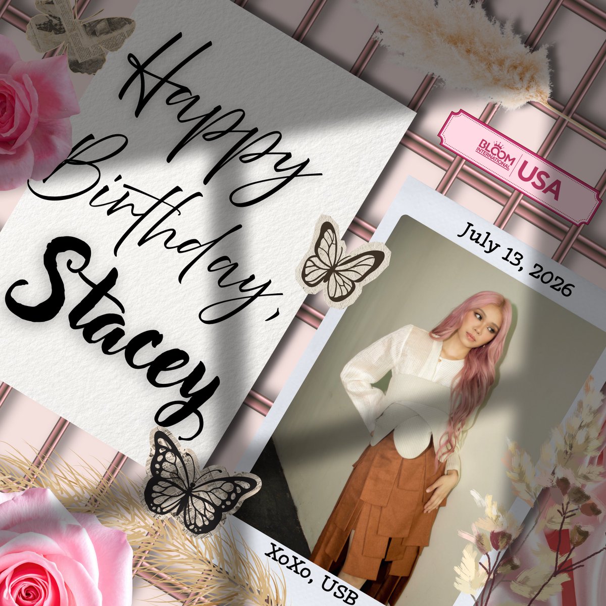 TeamBloom_USA's tweet photo. Happy birthday, Stacey!

We are so proud of everything you have accomplished this year from manifesting opportunities with BINI to achieving personal milestones you have worked so hard for. You have always been someone who inspires Blooms by following your heart, staying grounded no matter how high you soar, and never being afraid to reach for the stars. Your passion, determination, and authenticity reminds us that dreams are worth pursuing with courage, kindness, with a slight touch of pink.

Thank you for always finding ways to make Blooms, your fellow members, and everyone around you smile. Just like the stars, your warmth, postivity, and bright smile remind us why so many love you! May this year bring you good health, endless happiness, and unforgettable memories.

STACEYS TICKET TO 23

#StaceyUnderPinkSkies
#StarlightStaceyDay