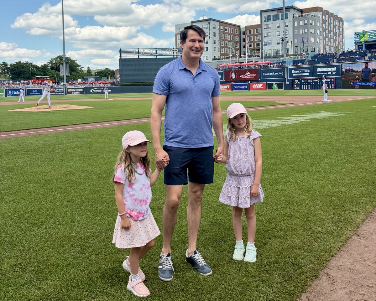 sethmoulton's tweet photo. Great Sunday in Worcester and Wayland! 
Started with an amazing lunch with my daughters at Vejigantes, then it was off to Polar Park for the WooSox game. I’m deeply honored by the Debt to a Vet recognition and had a blast celebrating Dominican Republic and Hispanic culture. 
After the game, I was so inspired by our incredible grassroots volunteers energized to canvass in Worcester. Capped it all off with everyone at the Wayland DTC summer picnic! 
It was great to see you all!