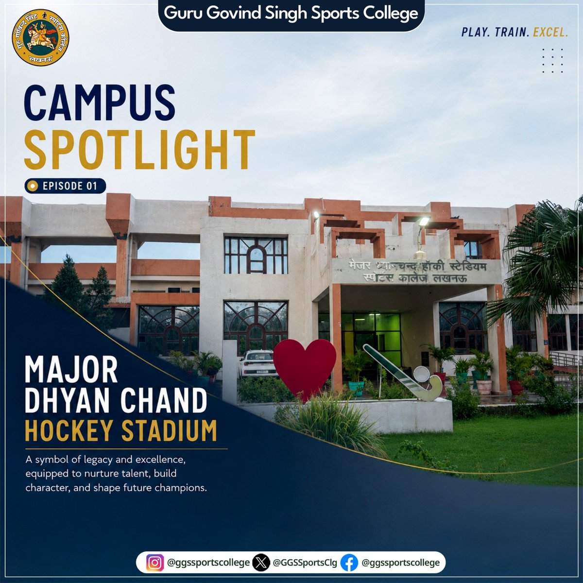 GGSSportsClg's tweet photo. Where the journey of excellence begins. 

Welcome to Episode 01 of our Campus Spotlight, featuring the iconic Major Dhyan Chand Hockey Stadium. Built to nurture talent and shape future champions.

#SportsCollege #IndianHockey #NurturingTalent #CampusLife #Champions https://t.co/8JOKs23whb