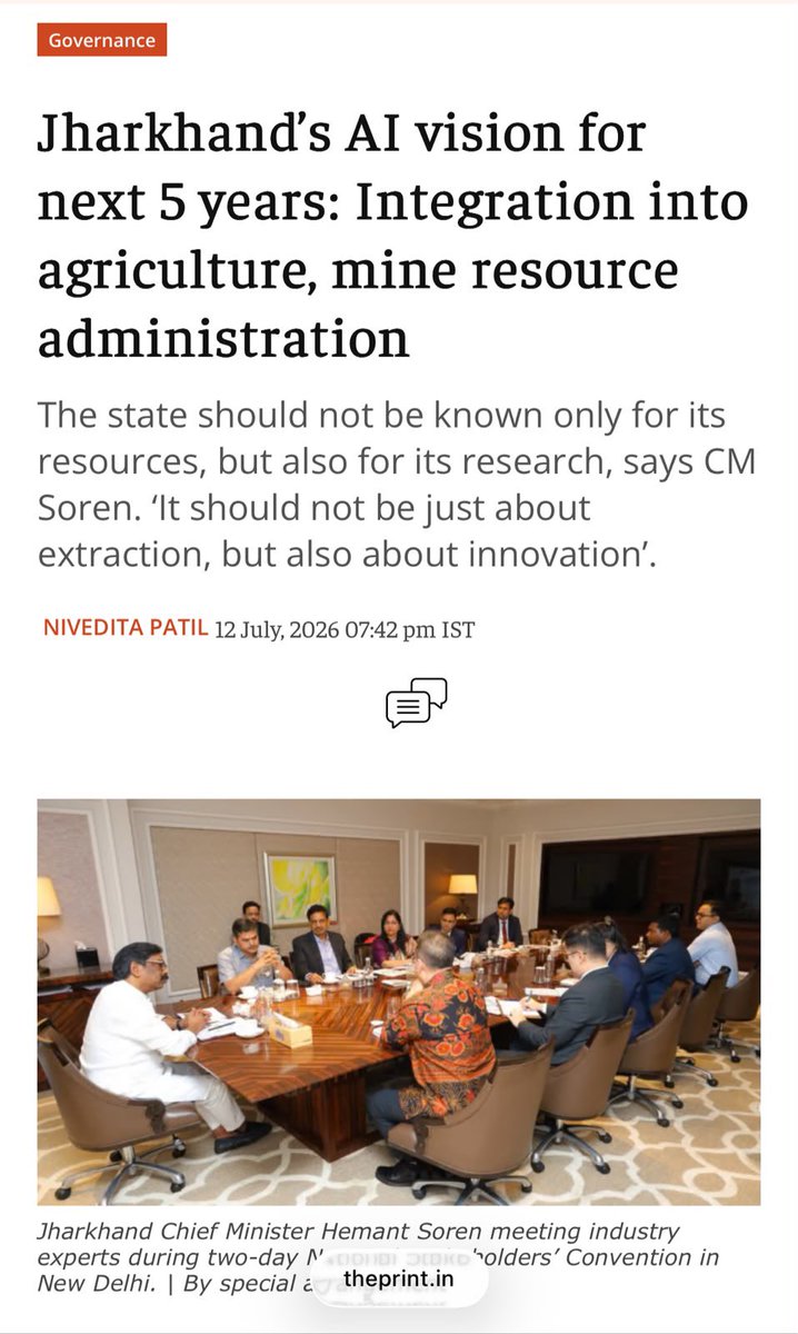 prdjharkhand's tweet photo. Jharkhand's development story is reaching the national stage. The vision of Viksit Jharkhand 2050 is being recognized beyond state boundaries. Heartfelt thanks to the media for highlighting Jharkhand's progress and sharing its journey of investment and innovation. https://t.co/JboJNmKaOY