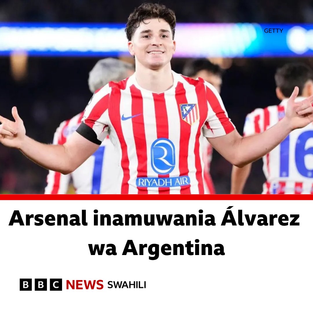 bbcswahili's tweet photo. Arsenal inaendelea kufanya juhudi za kumsajili Julián Álvarez kabla ya maandalizi ya msimu mpya kuanza
https://t.co/9tP3Pg3mGi https://t.co/WvO7dMgLb6