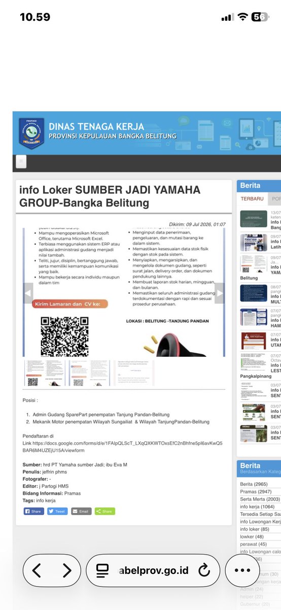 disnaker_babel's tweet photo. info Loker SUMBER JADI YAMAHA GROUP-Bangka Belitung

Posisi :
1Admin Gudang SparePart penempatan Belitung
2Mekanik Motor penempatan Sungailiat  &amp; Wilayah TanjungPandan-Belitung
Pendaftaran di Link https://t.co/pjD5OFO6C7

https://t.co/nY6M1NPeOS

#disnakerbabel https://t.co/gvSHW5gn5D