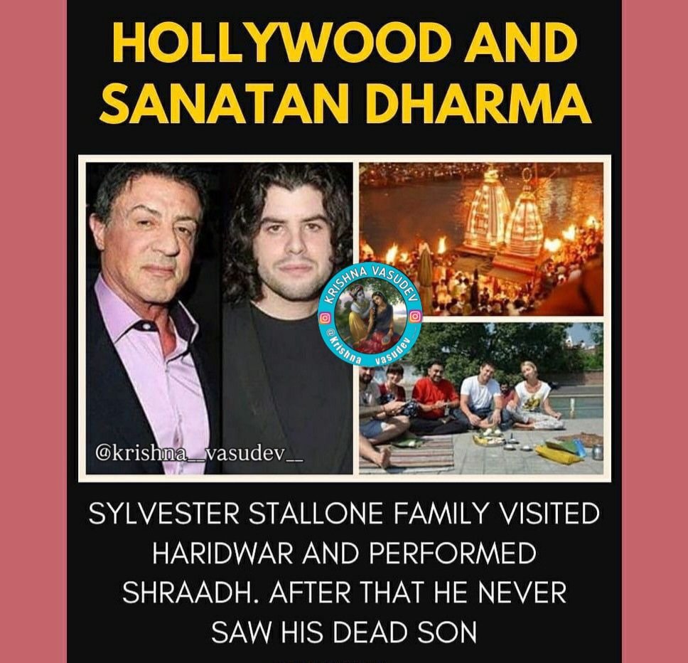 JyotiKarma7's tweet photo. Sylvester Stallone’s family traveled to Kankhal in Haridwar, India, to perform the Hindu last rites and tithi shraadh for his late son, Sage

He used to see visuals of his deceased son and this was the only way to honor departed soul and aid their peaceful transition into the afterlife!