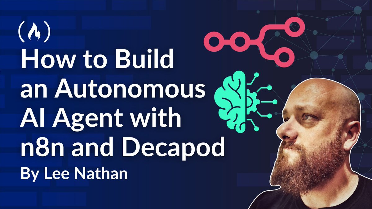 freeCodeCamp's tweet photo. AI agents can be super helpful when you're building projects - but they have their issues, too.

And Lee decided, after experimenting with them a bit, that he'd rather build his own.

In this handbook, he walks you through how he made his own autonomous (and more secure) AI agent with n8n and other popular tools.

https://t.co/EFS2C8nufZ