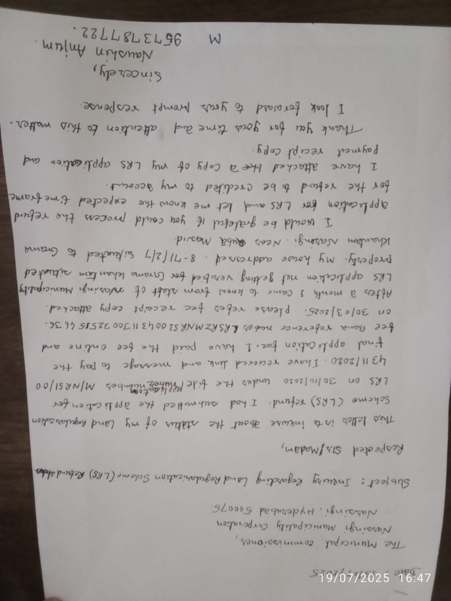azharimam's tweet photo. Dear Sir,
Last one year my wife  LRS application status Refund in progress but we are not getting any response from Narsingi Ghmc  @CommissionrGHMC https://t.co/rWVXFzgS1g