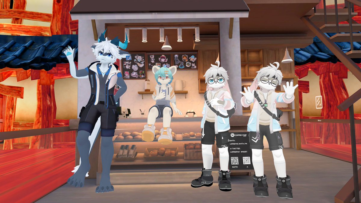 Minami025VRC's tweet photo. #Vket
サイアくんでお世話になっている「Coffee Paw Bakery」さんのブースでも撮影。
2階には作者さま一同の看板も❗
恐縮ながら撮らせていただきました。 https://t.co/IJFHFI09OW