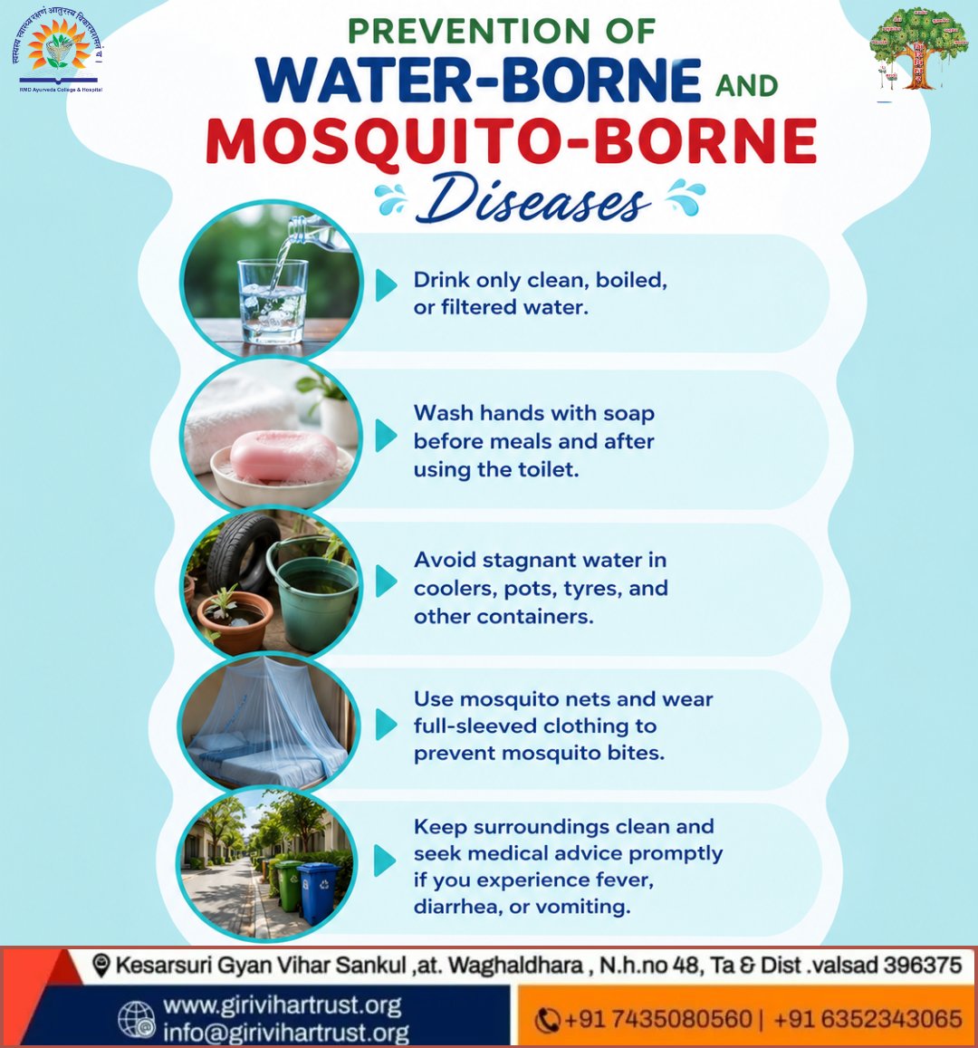 CollegeRmd's tweet photo. Water-borne and mosquito-borne diseases are illnesses that can spread through contaminated water or mosquito bites. Diseases like diarrhea, dengue, malaria, and other infections can be prevented by maintaining hygiene, keeping surroundings clean, and following healthy habits. https://t.co/lNzZRgBCoJ
