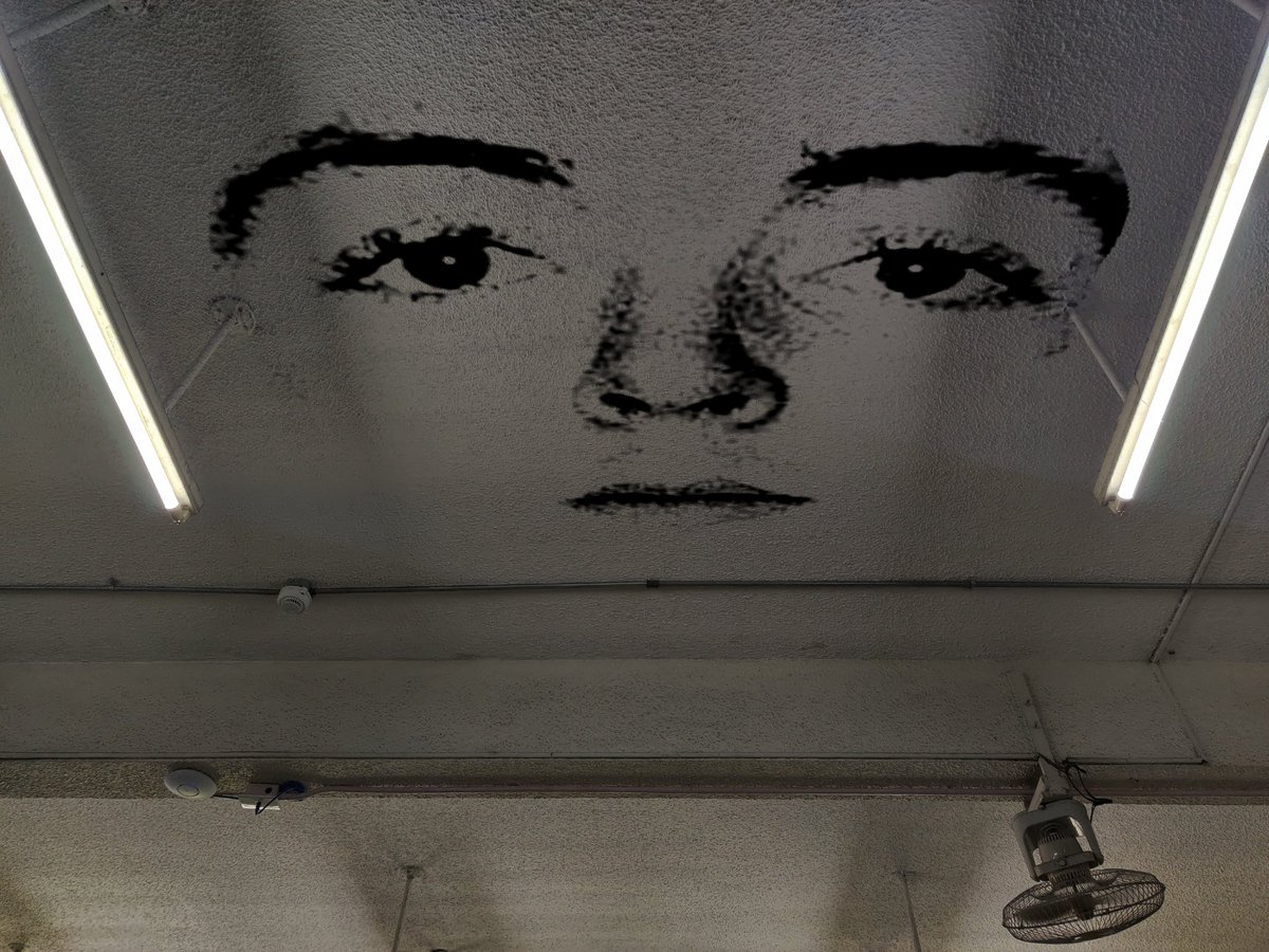 willardddddddd's tweet photo. I'm bored so I plastered Paul McCartney's face into my school's ceiling https://t.co/OQO7mBwIWB
