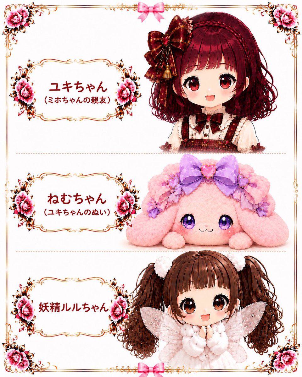 オリジナルキャラクターを更新しました•ᴗ• ミホちゃんたちが複数いる