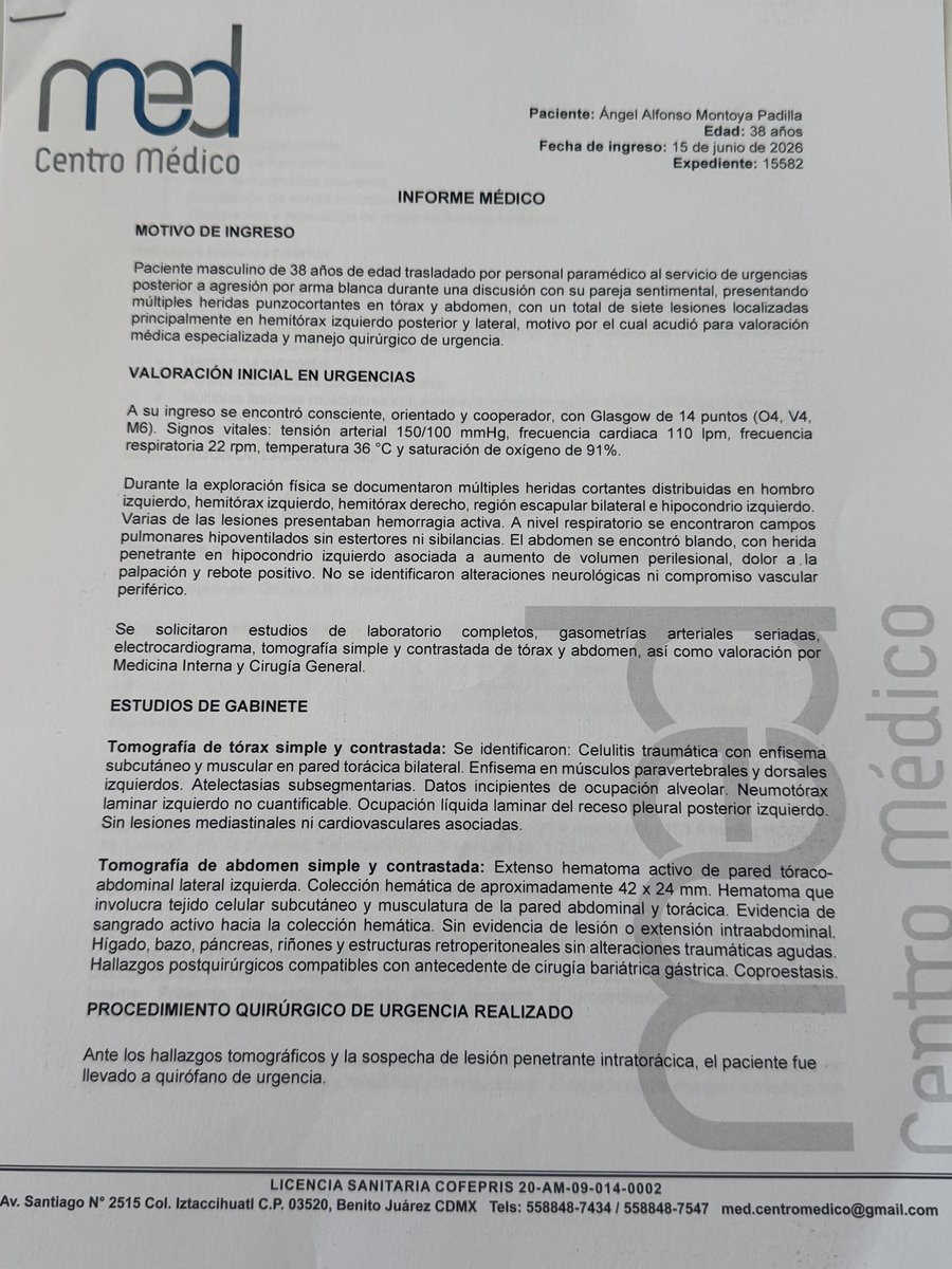 angel_dlde's tweet photo. @telediario @priscilacantu Y lamentablemente la fiscalía en Benito Juárez lo clasificó como lesiones por violencia familiar porque llevábamos 2 semanas viviendo juntos, a pesar de contar con el dictamen médico donde menciona la gravedad de lo que me había sucedido https://t.co/oYnZz5Whhw