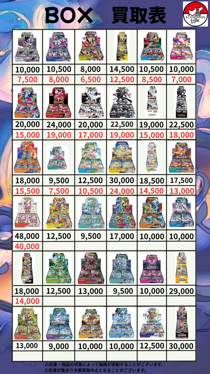 土日限定値下げ【美品】kinako トレカまとめ売り 本日の買取表になります‼️ お待ちしております🙇