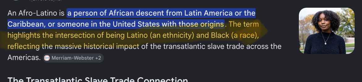 Mema_A38's tweet photo. @Barna_bae_ @trinityhqbase That’s not what Afro-Latinas means… and she does have an Afro-Dominican parent. Both her parents are from the DR. https://t.co/LweLpy9hNk