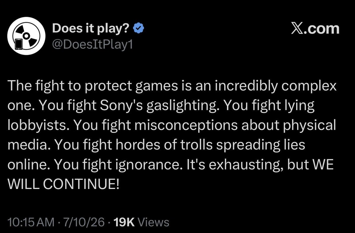 RecIusiveRacer's tweet photo. @GamingCentral26 To fail , but preferably to realign with its fans and reinstate pro consumer practices such as releasing a physical printed disk version of GRA VI that is NOT online required. https://t.co/qj3GRZREt7