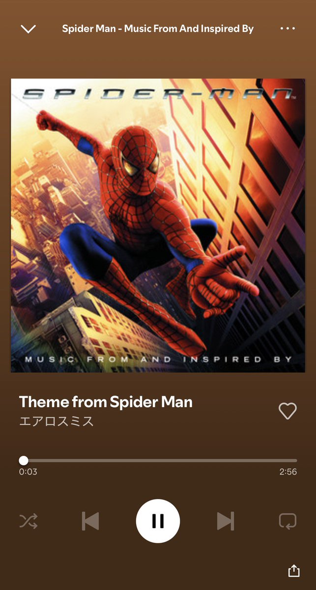 Twu2san's tweet photo. スパイダーマンのテーマ曲はこれが好きです https://t.co/v2QyU0QMKX