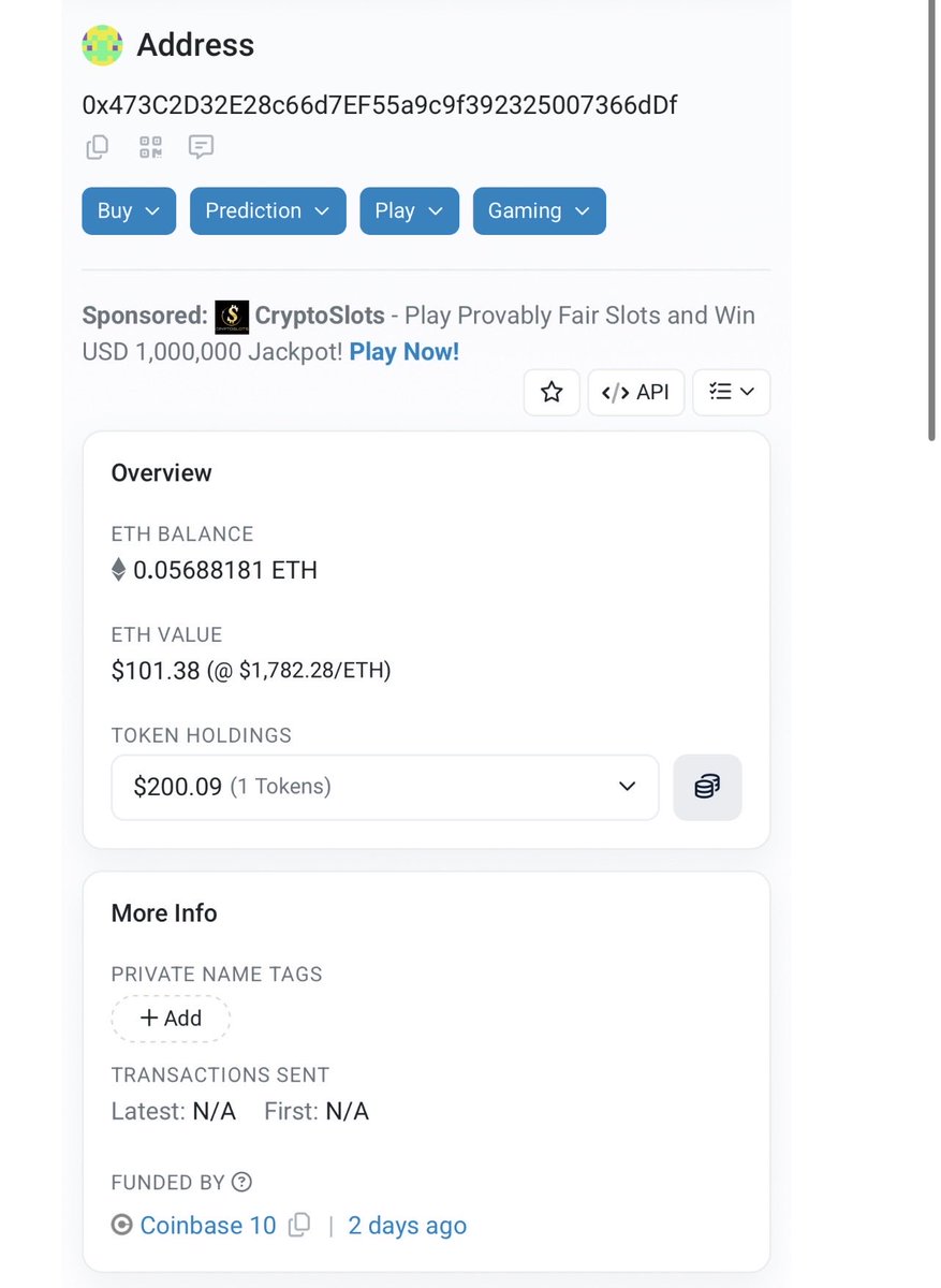 WednesdayzX's tweet photo. This is the first and real $cashdog 
It says on etherscan funded by Coinbase https://t.co/TCP2fCk1U4