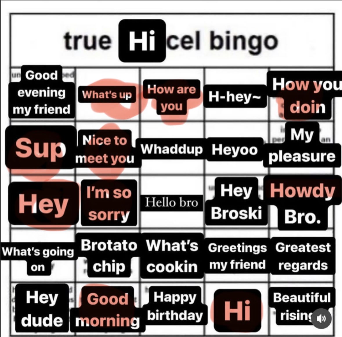 AggiePablo's tweet photo. I would have won if brotato chip was acceptable in a medical office lol. Also who tf says happy birthday as a greeting?? That’s the literal opposite of a free space https://t.co/FWavb4FrAB