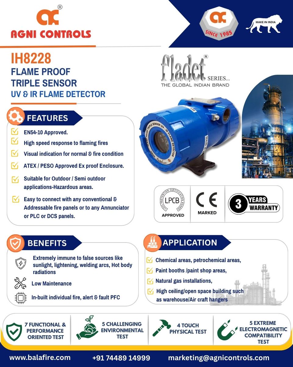 AgniControls's tweet photo. #flamedetector #Emberdetector #sparkdetector #heatdetector #probetypeheatdetector #firesafetyequipment #firealarm #firealarmsystem #suppression #co2suppression #gassuppression #fireprotection #oems #machineryprotection https://t.co/m8fZB1bume