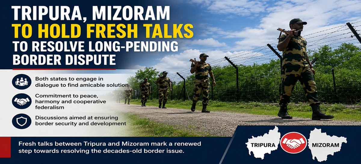 Agartala_News18's tweet photo. #Tripura and #Mizoram are set to resume dialogue to resolve the long-pending inter-state border dispute.
A positive step towards peace, cooperation and stronger relations between the two northeastern states.
#ManikSaha #NortheastIndia #PeaceAndDevelopment https://t.co/4A8dEXYsbU