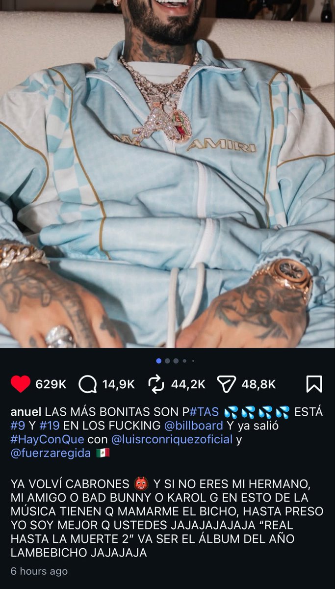GRojito0's tweet photo. Anuel supo que Karol G estaba soltera y ya empezó a sacar la artillería jajajajajaj https://t.co/pxmS7c7U4v
