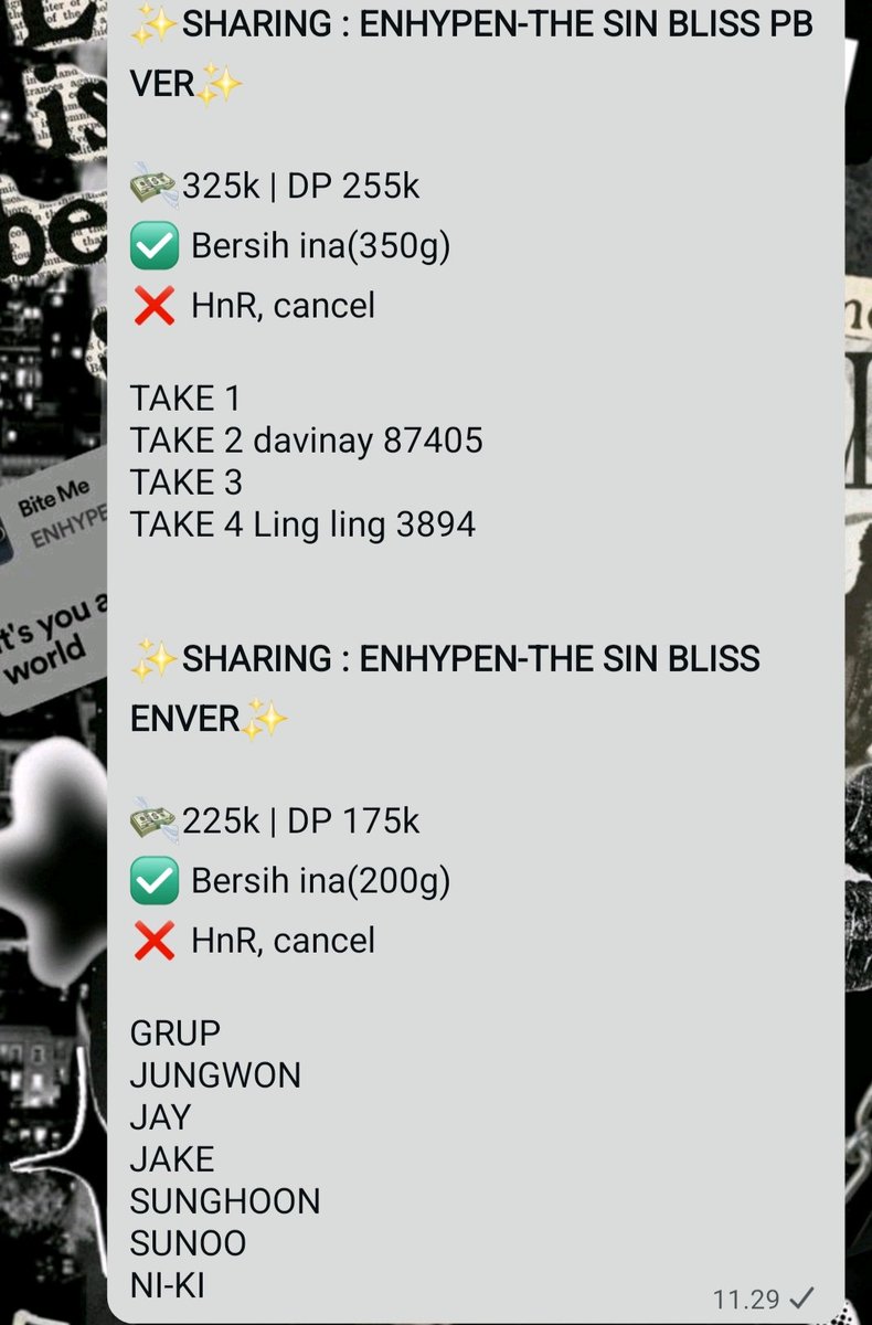 tokki_go's tweet photo. OPEN SHARING ENHYPEN-THE SIN BLISS PB&amp;ENVER https://t.co/IryQzGDxT3