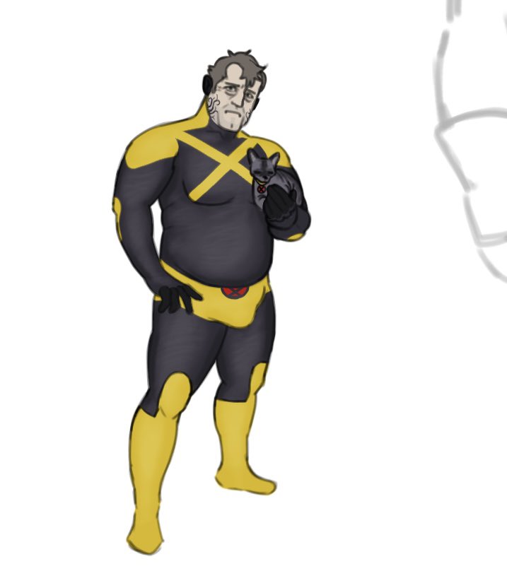 B10_ch3m1cal's tweet photo. Local weird fat guy forced into spandex; doesn’t like it very much. 

#xmen #xmenoc #oc https://t.co/i1JMzB7oPw