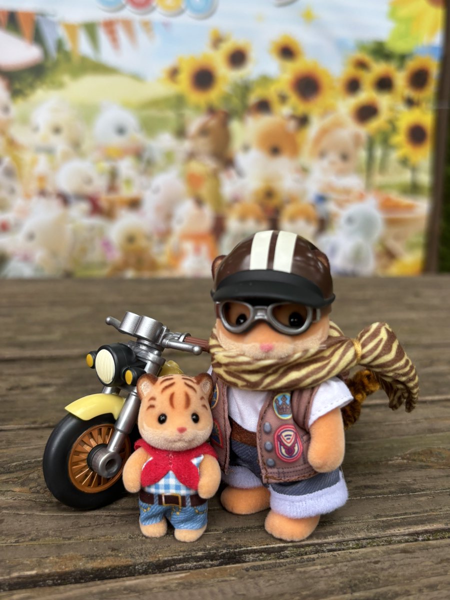 o100nsk's tweet photo. １週間ぶりにイバライドのシルバニアパーク🐯

新しい赤ちゃんたちの写真を撮りに来たよ！マイルズ親子も連れて来た🏍️ちょっとゴーグルずれてた🥹

雨だから早めに帰ります☂️ https://t.co/hURcz1c0Yg