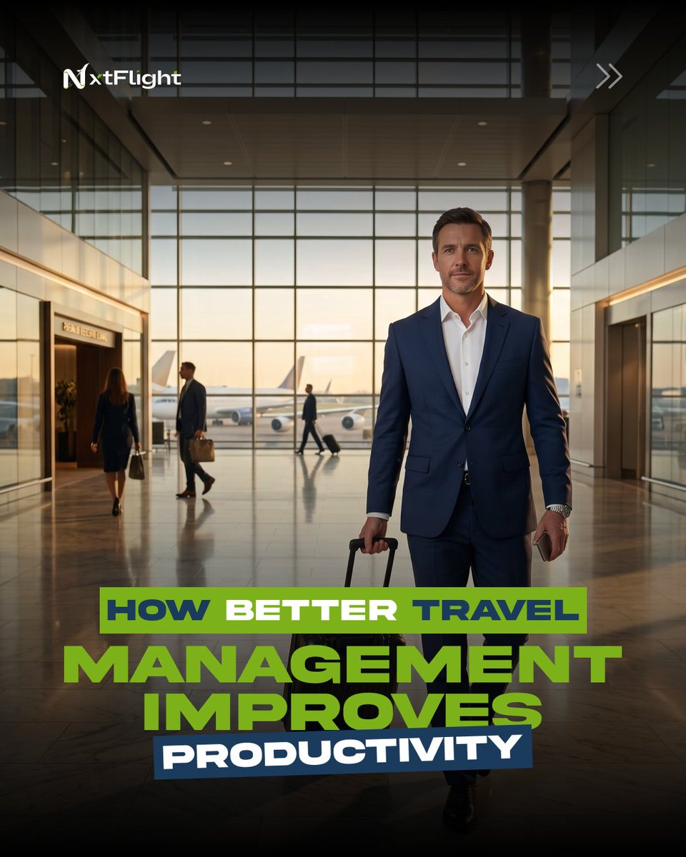 nxtflight's tweet photo. Travel isn't logistics. It's productivity. Less time managing trips means more time growing the business. Share with your ops team: https: https://t.co/Fuk7jH6QwQ

 #NXTFlight #CorporateTravel #TravelManagement #TravelTech https://t.co/39nCoCcOKb