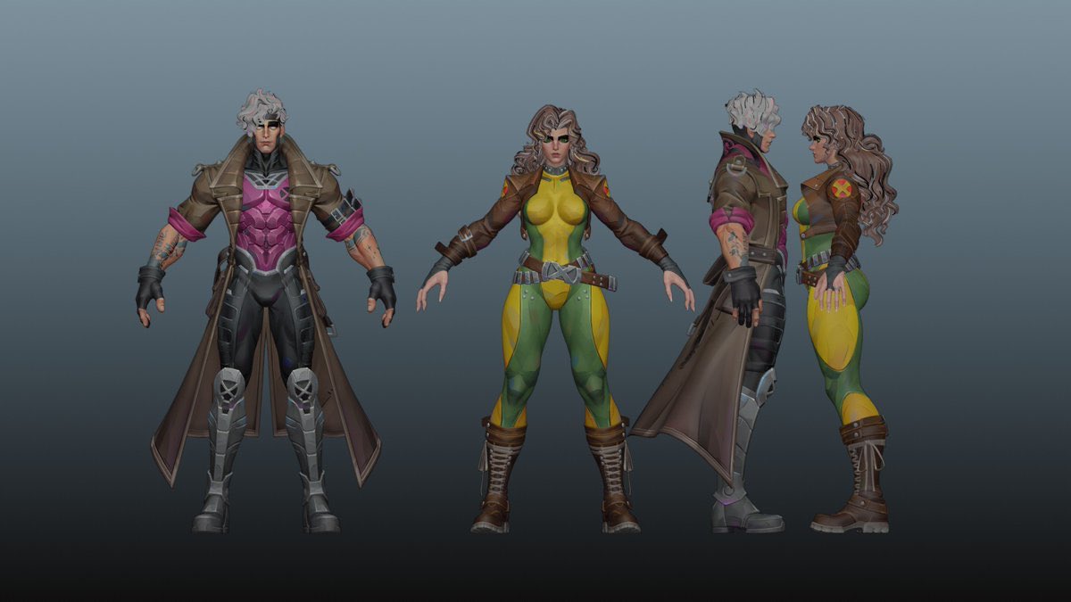 sprinklekittay's tweet photo. rogue being shorter than gambit makes me upset .. but all is fixed when i remember  the carry emote https://t.co/U9AisT5CdC