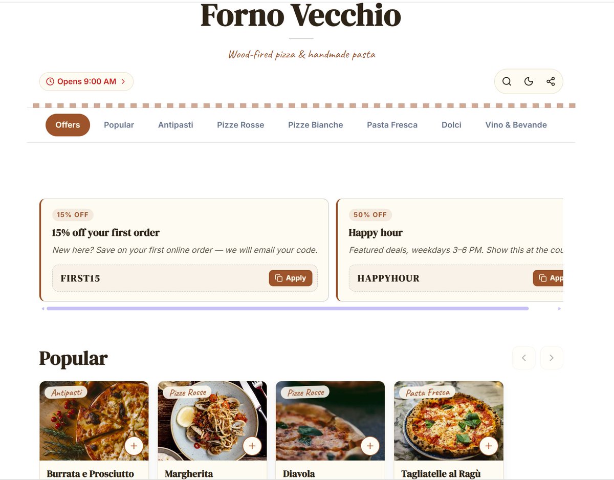 _STARAZURE's tweet photo. Latest Restaurant Website &amp; Menu Design Inspiration - July 2026 Edition

Get it for free at https://t.co/vukDZ1qCLV

6 Palette Colors

Commission Free Ordering

Track Your Customers &amp; Nudge Them to Come Back

AI Menu &amp; Analytics

8 Languages Translation

10K Views Free Per Month https://t.co/8LHeZhCIYP