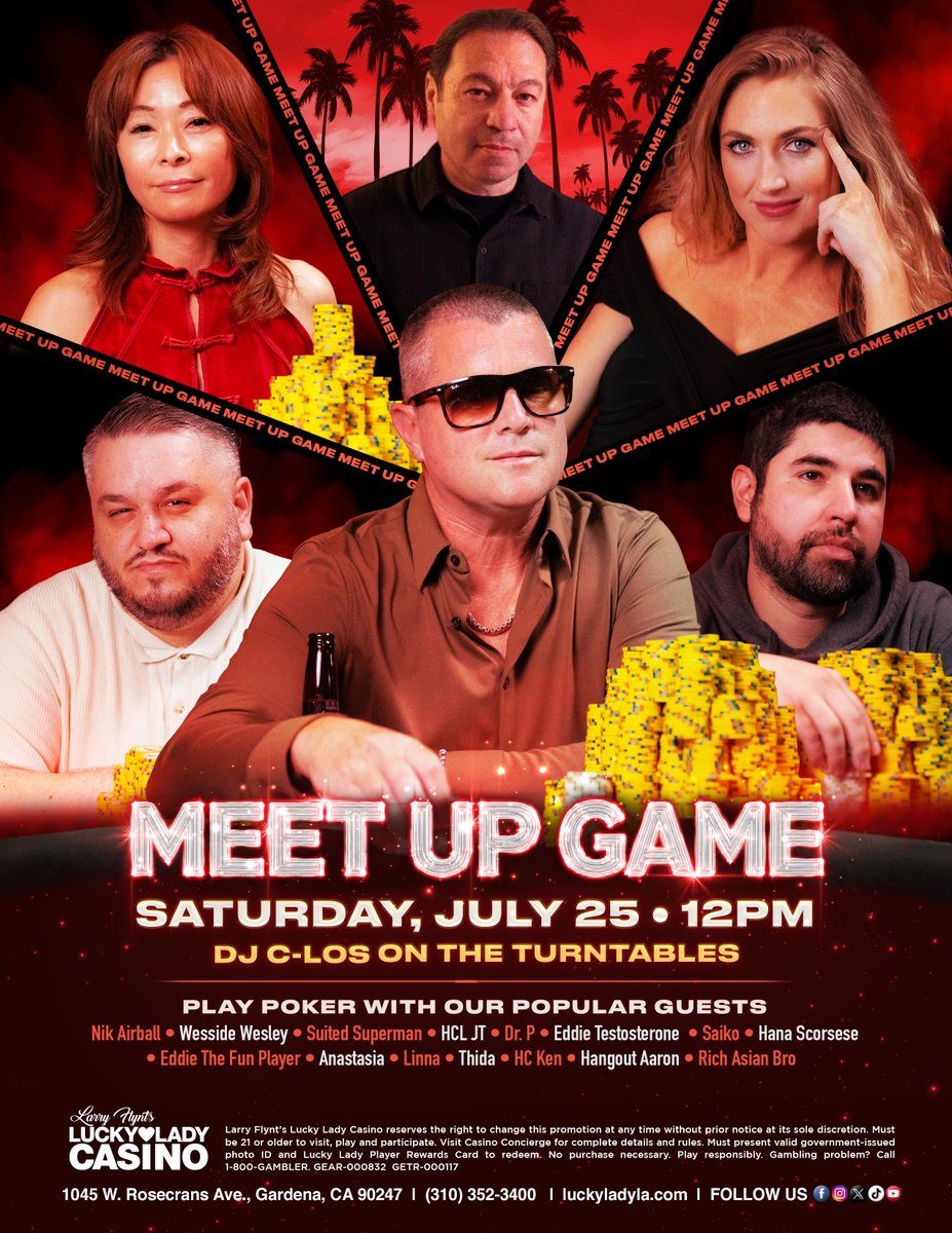 DGAFPokerPlayer's tweet photo. 🚨13 DAYS AWAY🚨
@LarryFlyntsLL @LLCLPokerShow 

🤯THE NEXT LUCKY LADY MEET UP IS HERE🤯

When? ... July 25th🗓️

Time? ... NOON⏰

🔥146 ON THE LIST!🔥

👇We will reach capacity ...👇

Please sign up on Poker Atlas NOW🙏