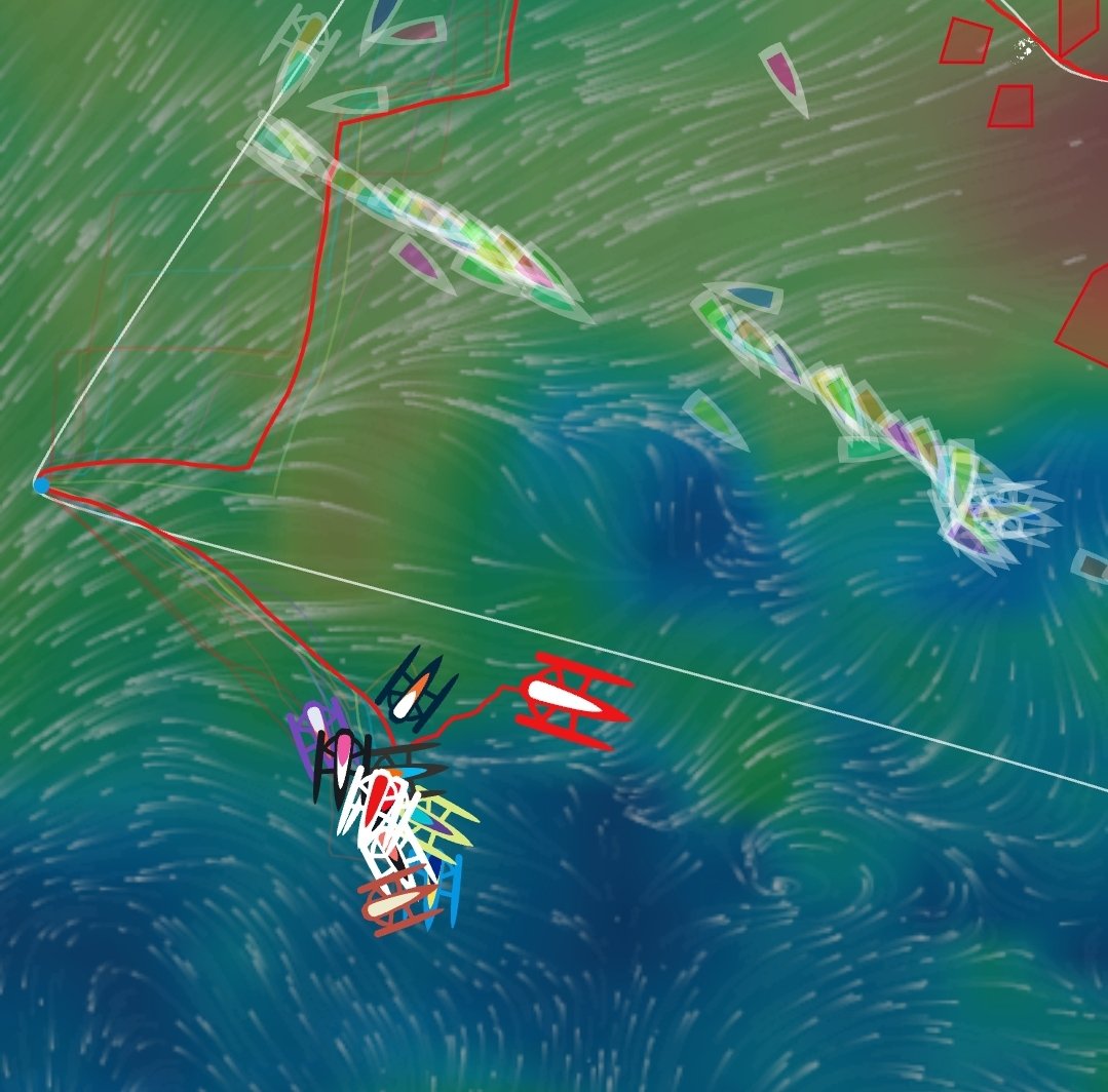UltimBoat's tweet photo. #Ultime #UltimTeam #OceanFifty #DrheamCup
La flotte piégée dans une zone de calmes, quasi à l'arrêt. Basile Bourgnon sur Edenred s'envole à 21 noeuds en ayant réussi à s'en extirper. https://t.co/uBAqwB9TQ8