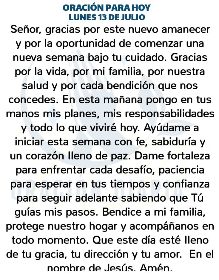oracion_diaria's tweet photo. Oración Diaria para hoy Lunes 13 de Julio de 2026 https://t.co/c3zprudGZN
