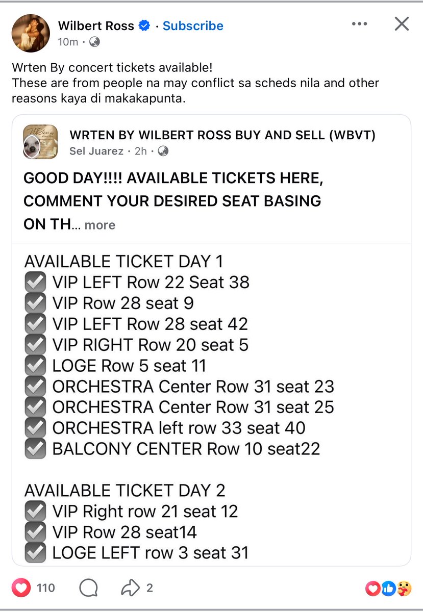 justbertow's tweet photo. nilako na ni wilbert tix namin. bilhin nyo napo, don't be shy.
WTS LFB: WRTEN BY #WILBERTROSS D2 (JULY 26, 2026)
-LOGE LFT / 3 / 31
-P 2650
🏷️ #WRTen #WilbertRoss #Wilbea
full deets⬇️⬇️⬇️ https://t.co/DkIOgKcFFQ