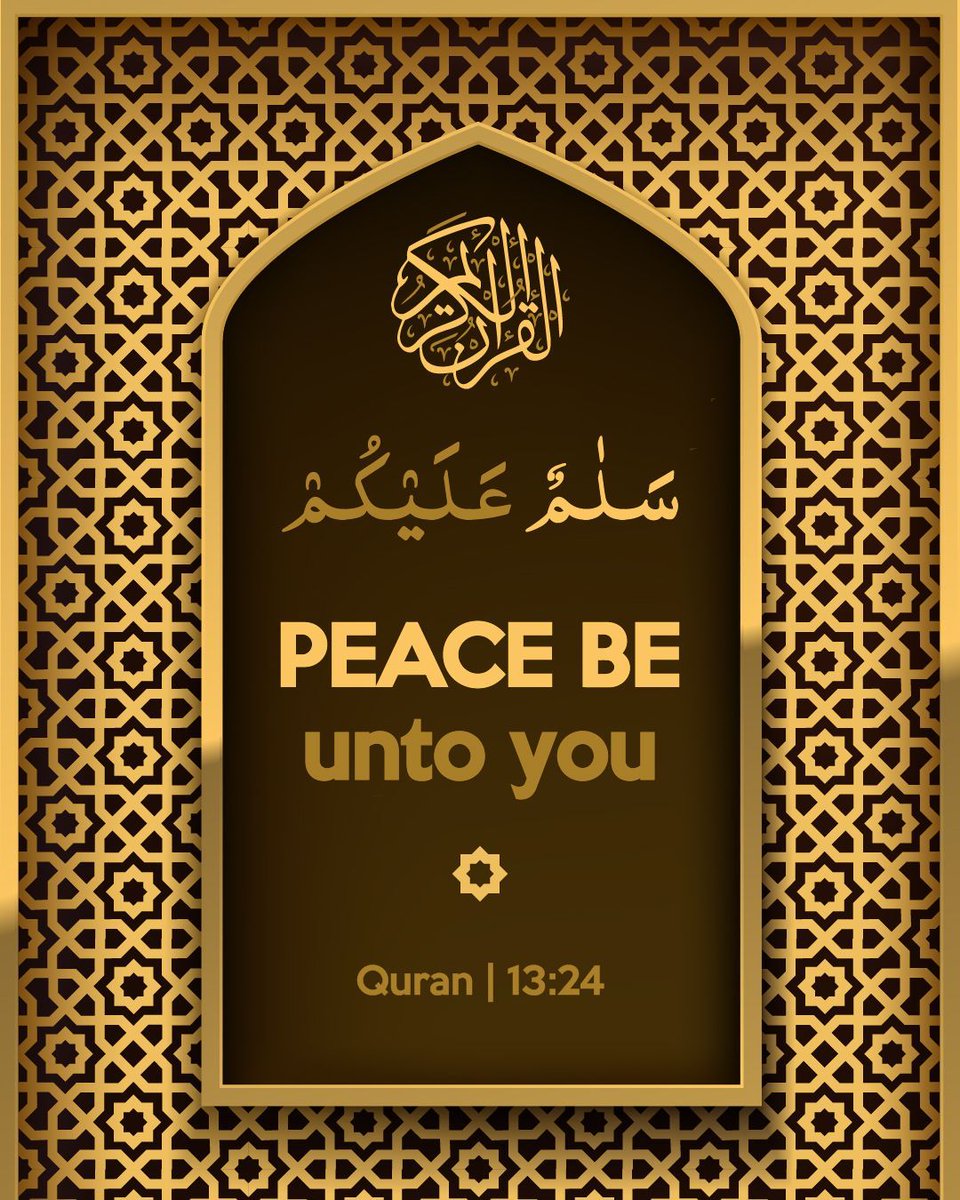 Its_About_Islam's tweet photo. The Quran says about Reward for Patience
"Peace be unto you, because you were steadfast; behold how excellent is the reward of the final Abode!"
Quran | ch.13
#ItsAboutIslam #Quran #Islam https://t.co/8wsj6nqyMW