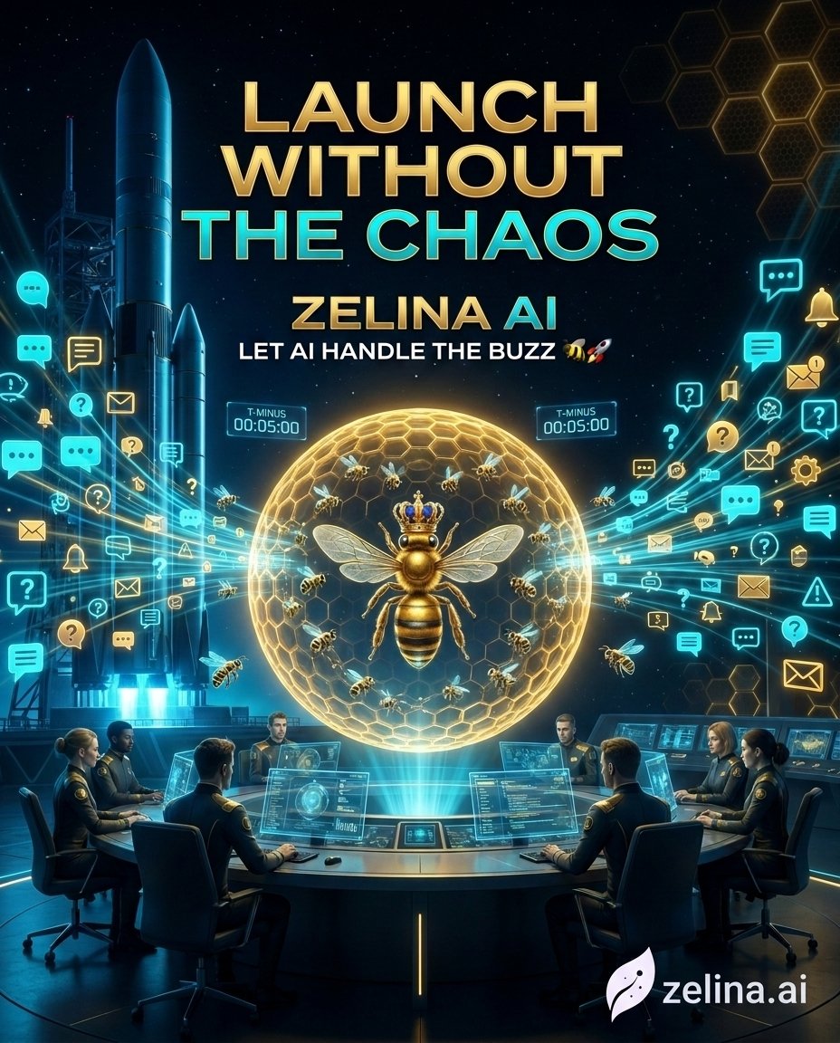 Zelina_AI's tweet photo. 🚀 Your token launch is tomorrow.
Your community already has 100 questions today.
Don't let repetitive replies slow your team down.
🐝 Let Zelina handle the buzz while you focus on shipping.
#ZelinaAI #Web3Community https://t.co/Z3TGo7UjHE