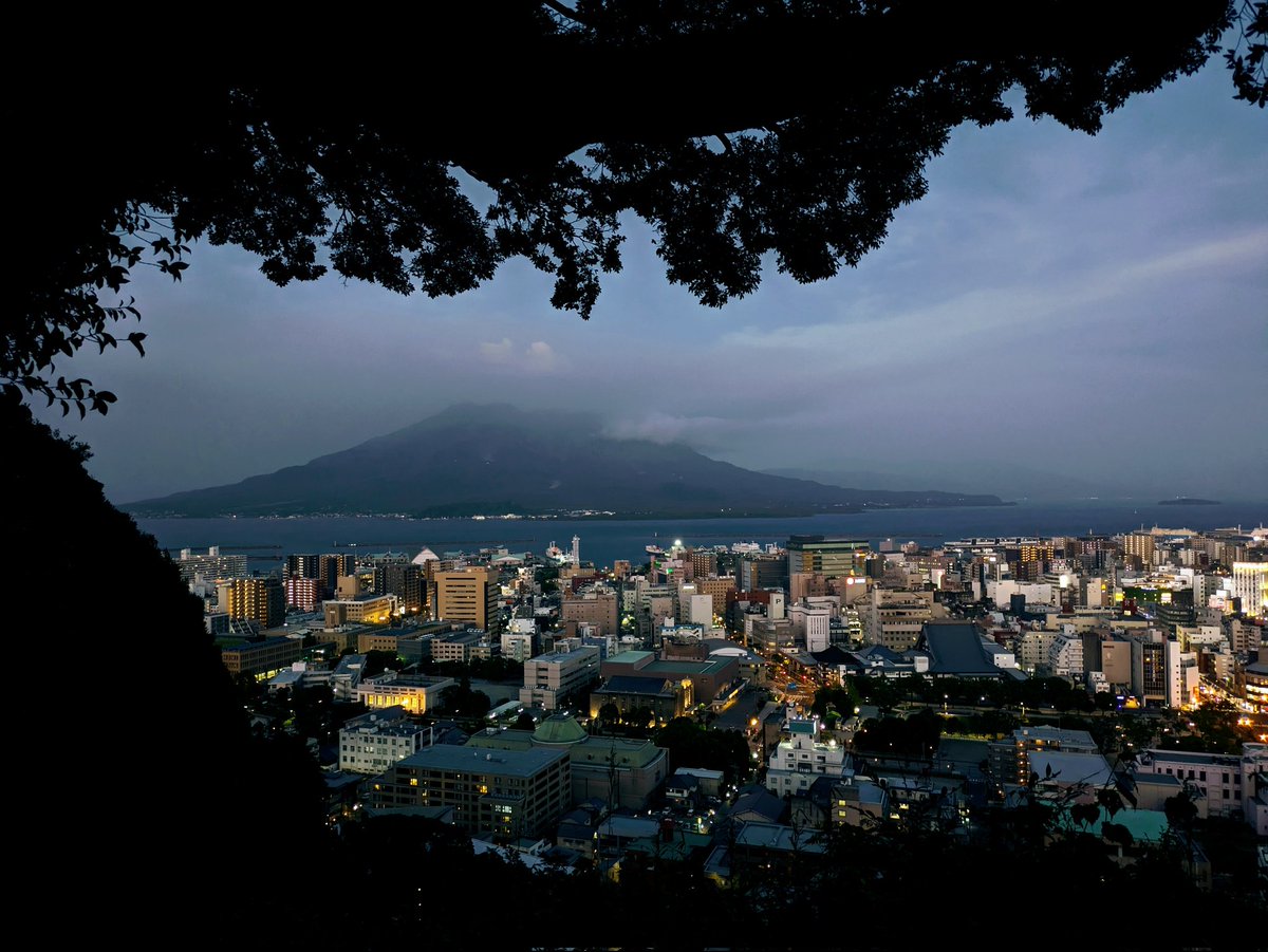 virtualpokopin's tweet photo. 城山公園展望台から見た桜島
徒歩で行ったら軽い登山で、夜の下山は普通に怖かった https://t.co/HqT32Dmu46