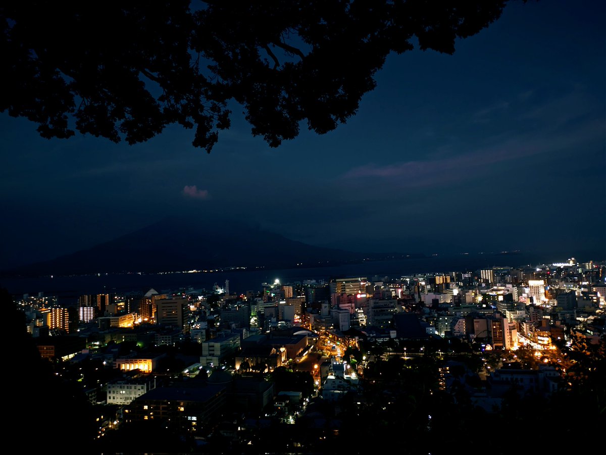virtualpokopin's tweet photo. 城山公園展望台から見た桜島
徒歩で行ったら軽い登山で、夜の下山は普通に怖かった https://t.co/HqT32Dmu46