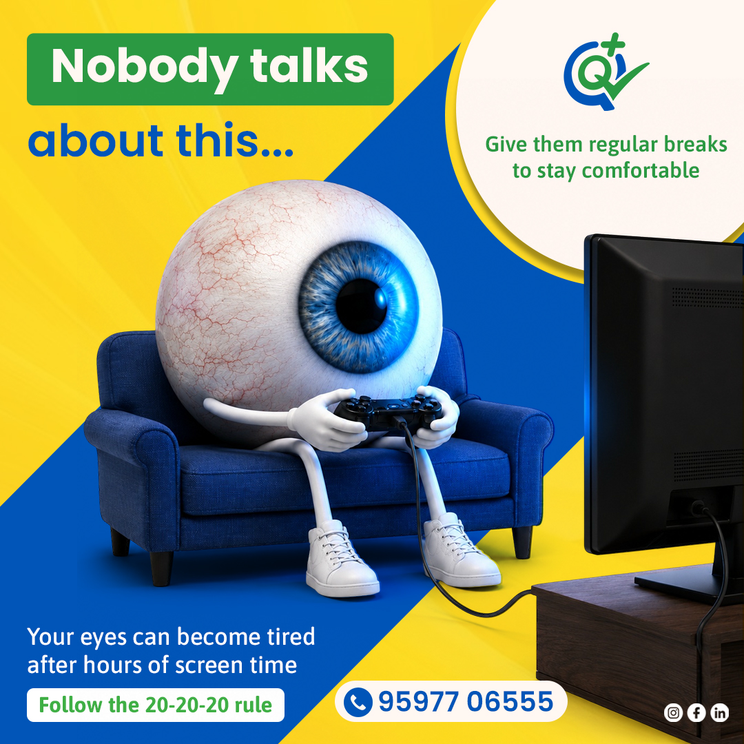 QnQPharmacy's tweet photo. 👀 Too much screen time? Your eyes are feeling it.
Take regular breaks and follow the 20-20-20 rule to reduce eye strain and keep your vision healthy.
#EyeCare #EyeHealth #HealthyEyes #VisionCare #ScreenTime #DigitalEyeStrain #ComputerVisionSyndrome #202020Rule https://t.co/Ex2Hvnp1oK