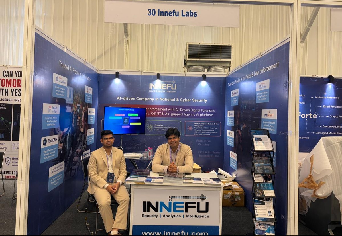 Innefu's tweet photo. We're ready to welcome delegates at the NFSU DFEG event! Visit Innefu Labs at Booth 30 to explore our Sovereign AI solutions for defence, law enforcement, intelligence, and cybersecurity.

🔗 https://t.co/zSqloYPXSi

#NFSU #DFEG #InnefuLabs #SovereignAI #AI https://t.co/rCuZz19fOA