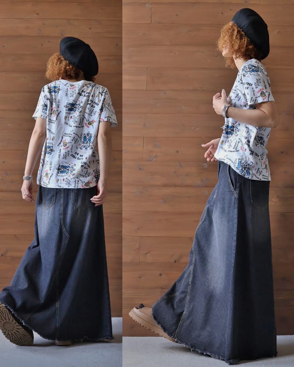 pao6939's tweet photo. PAO嫁コーデ。
tops：https://t.co/tmAdCB5Al1
bottoms：https://t.co/EYDCi7EWSf

#PAOPAO #アメカジ #落書き風tシャツ #総柄tシャツ #デニムマキシスカート https://t.co/L7nHxKMQif