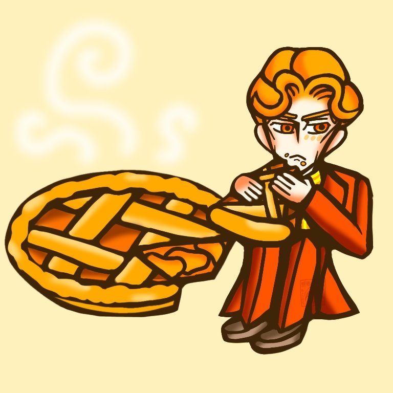 666qpr's tweet photo. 今日の吉良さん雑落書き。
「アップルパイ」

アップルパイを食べたくなり描いた落書きです。パイといえば、私が幼い頃に「ピーターラビット」の絵本をパラパラ見た事があって、数年後にまた読んだら主人公のパパがミートパイにされていた事を知りまして。可愛い世界に一滴の毒……。嫌いじゃない。 https://t.co/AKt1Qzr3d9