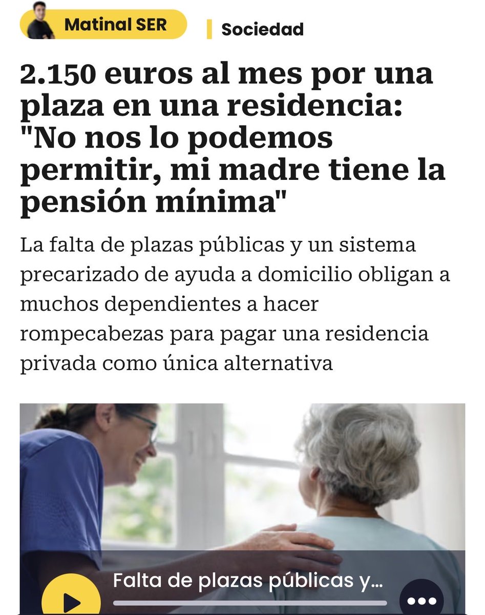 EmilioDelgadoOr's tweet photo. El modelo de éxito del liberalismo: Toda la vida hipotecados para al final tener que vender la casa para pagar una residencia privada donde comer mal y pasar frío antes de morirte sin casa y sin dinero. https://t.co/VPf11xXrLs