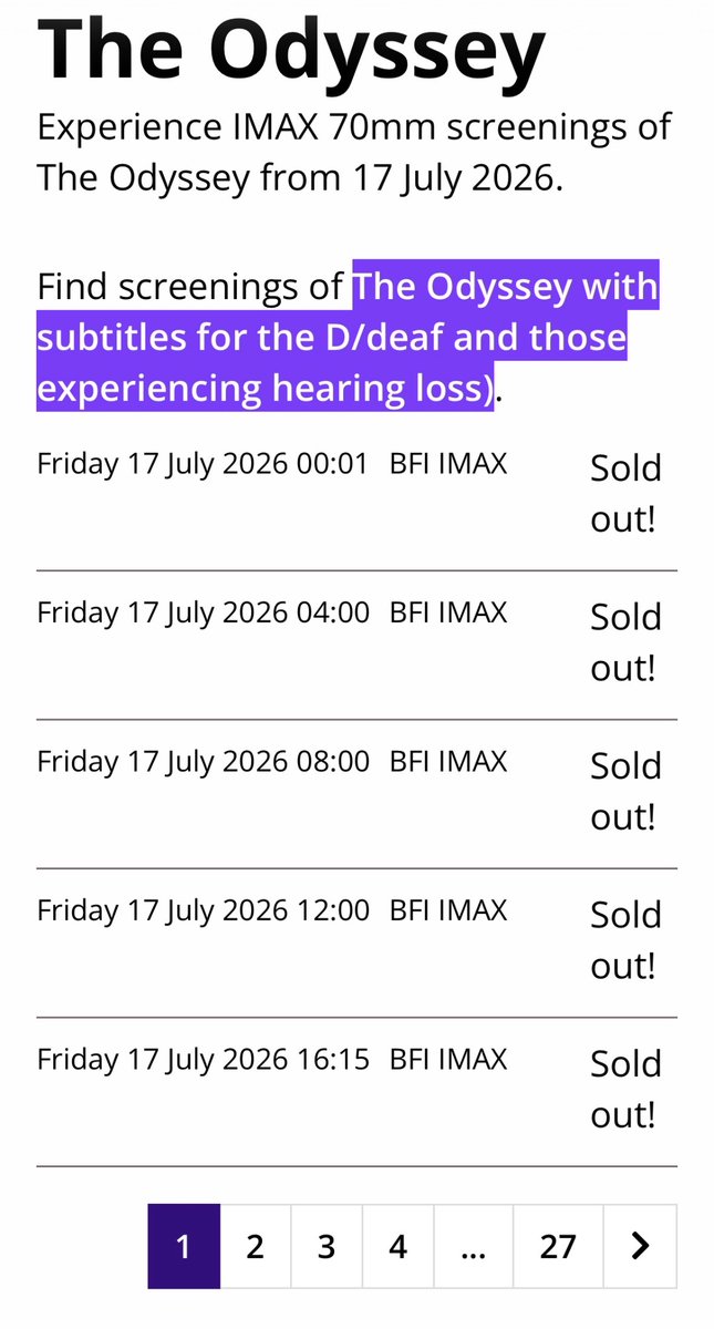 FILMOVIEW_'s tweet photo. Insane craze for #TheOdyssey ..!
At @BFI IMAX here in London, all the shows including 00:00 am & 04:00 am for the next 2 weeks are SOLD OUT!
This is how the world celebrates the GREATEST MOVIE DIRECTOR OF THIS ERA! - #ChristopherNolan
#MattDemon #TomHolland #AnneHathway https://t.co/ABY040TyQO