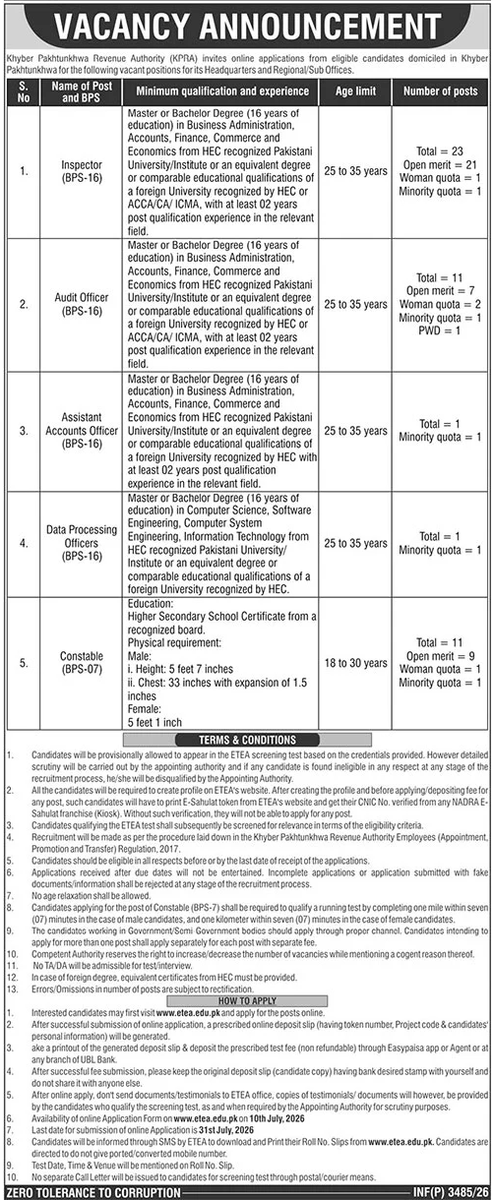MuhammadSa90659's tweet photo. Khyber Pakhtunkhwa Revenue Authority (KPRA) Jobs 2026 – Apply Online via ETEA
https://t.co/4GCEwiO00S
#KPRAJobs2026 #KPRA #ETEAJobs #KPKJobs #GovernmentJobs #PakistanJobs #LatestJobs2026 #ApplyOnline #PublicSectorJobs #newjobsalerts https://t.co/1BP83DDvgQ