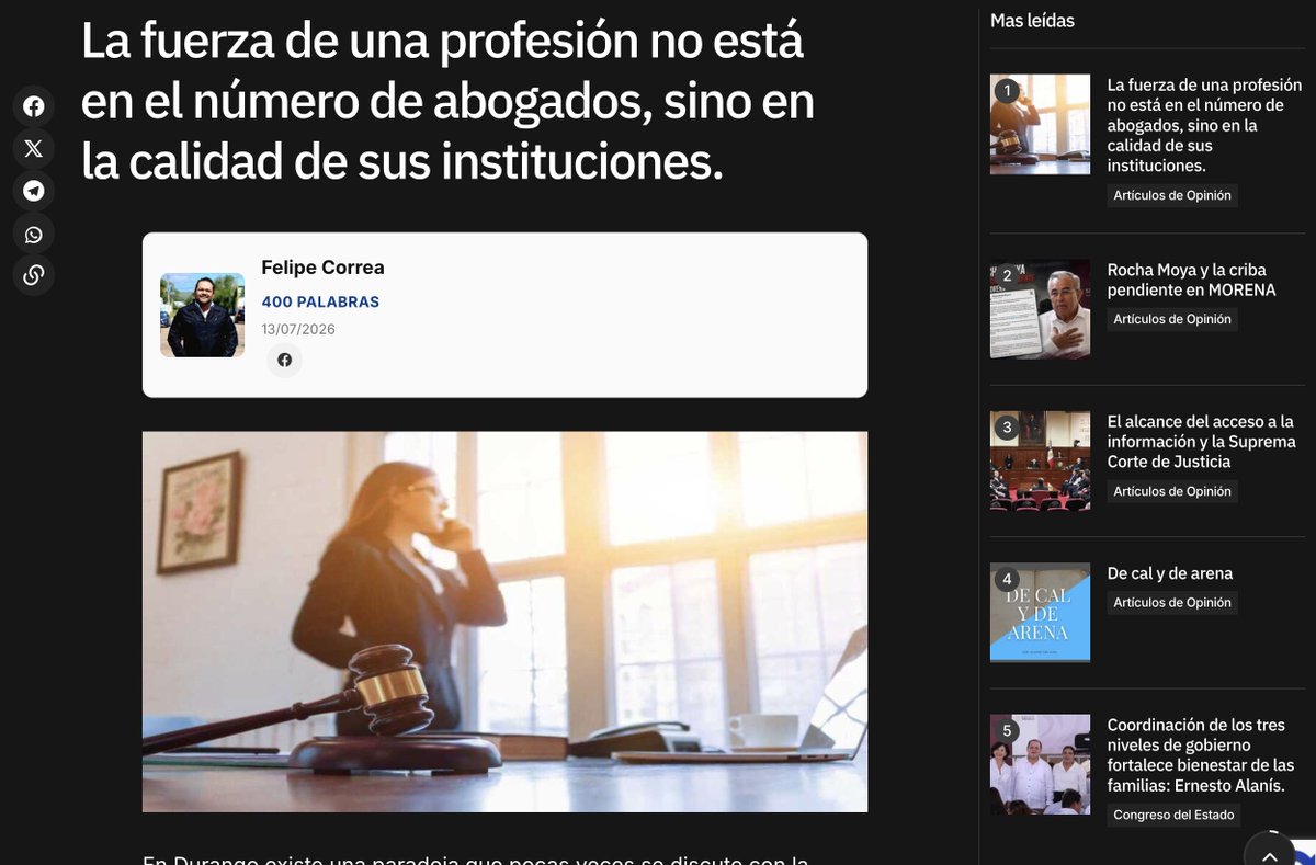 PContrapuntos's tweet photo. La fuerza de una profesión no está en el número de abogados, sino en la calidad de sus instituciones. | Artículos de opinión | 400 palabras por @FelipeCorrea_1 |  https://t.co/1A5FcyZ54X https://t.co/Kpiiecbfse